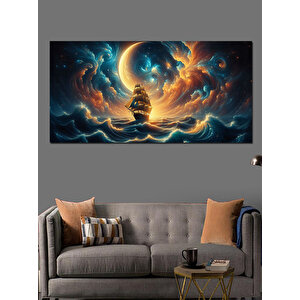 Kanvas Tablo Hilal Ve Yelkenli Gemi 50x100 cm