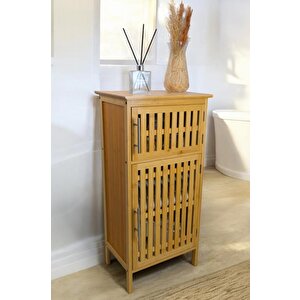 Bambu Çift Kapaklı 3 Raflı Çok Amaçlı Banyo Düzenleyici Organizer Dolap C1-1-100