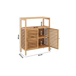 Digithome Bambu Çift Kapaklı 2 Raflı Çok Amaçlı Düzenleyici Organizer Dolap C1-1-100