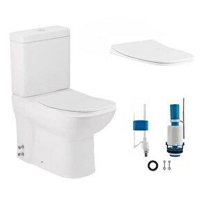 Seramiksan Petite Kanalsız Rim-ex Duvara Sıfır Klozet + Yavaş Kapanır Kapak + Vitra İç Takım Set