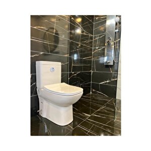 Seramiksan Petite Kanalsız Rim-ex Duvara Sıfır Klozet + Yavaş Kapanır Kapak + Vitra İç Takım Set