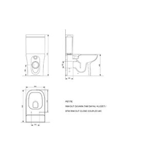 Seramiksan Petite Kanalsız Rim-ex Duvara Sıfır Klozet + Yavaş Kapanır Kapak + Vitra İç Takım Set