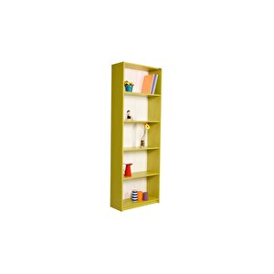 Modern 5 Raflı Kitaplık - Yeşil 64x182x26 Cm (gxyxd)