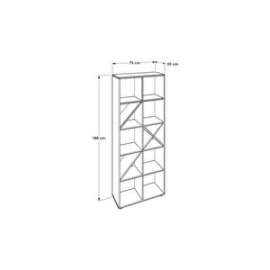 Gaming 10 Raflı Kitaplık - Sonoma 75x188x 30 Cm (gxyxd)