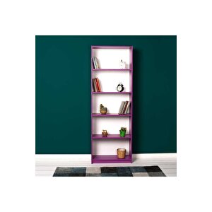 Modern 5 Raflı Kitaplık - Mor 64x182x26 Cm (gxyxd)