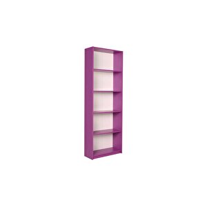 Modern 5 Raflı Kitaplık - Mor 64x182x26 Cm (gxyxd)