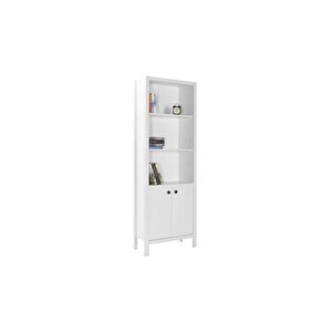 Rustik 5 Raflı Kapaklı Kitaplık-mat Beyaz 66x196x32 Cm (gxyxd)