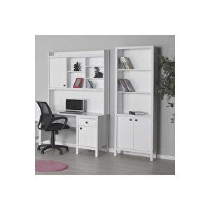 Rustik 5 Raflı Kapaklı Kitaplık-mat Beyaz 66x196x32 Cm (gxyxd)