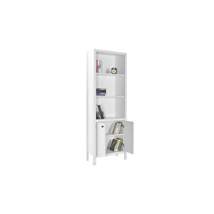 Rustik 5 Raflı Kapaklı Kitaplık-mat Beyaz 66x196x32 Cm (gxyxd)