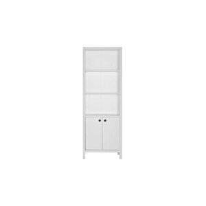 Rustik 5 Raflı Kapaklı Kitaplık-mat Beyaz 66x196x32 Cm (gxyxd)