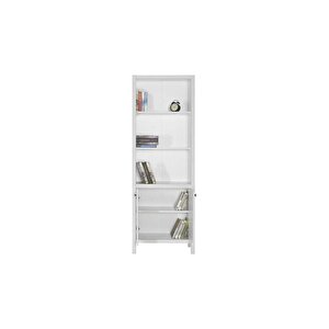 Rustik 5 Raflı Kapaklı Kitaplık-mat Beyaz 66x196x32 Cm (gxyxd)