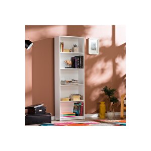 Max 5 Raflı Kitaplık - Mat Beyaz 58x170x23 Cm (gxyxd)
