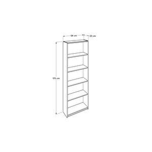 Max 5 Raflı Kitaplık - Mat Beyaz 58x170x23 Cm (gxyxd)