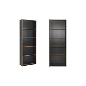 Modern 5 Raflı Kitaplık-antrasit-kontra 64x182x26 Cm (gxyxd)