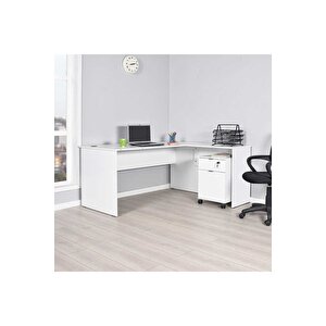 Rio L Ofis Masası - Mat Lake Beyaz 160x75x144 Cm (gxyxd)