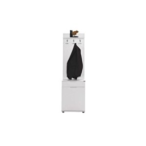 Porto Tek Kapaklı Çekmeceli Portmanto Ve Ayakkabılık-mat Beyaz 52x187x36 Cm (gxyxd)