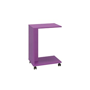Çok Amaçlı Tekerlekli C Koltuk Sehpası-mor 35x65x45 Cm (gxyxd)