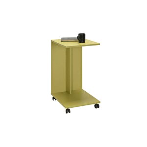 Çok Amaçlı Tekerlekli C Koltuk Sehpası-yeşil 35x65x45 Cm (gxyxd)