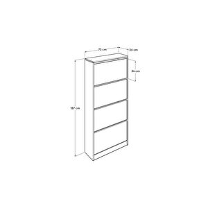 Flat Duo 4 Katlı Geniş Ayakkabılık-sarı 73x157x26 Cm (gxyxd)