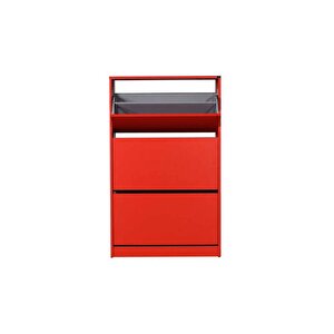 Flat Duo 3 Katlı Geniş Ayakkabılık-kırmızı 73x119x26 Cm (gxyxd)