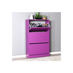Flat Duo 3 Katlı Geniş Ayakkabılık-mor 73x119x26 Cm (gxyxd)