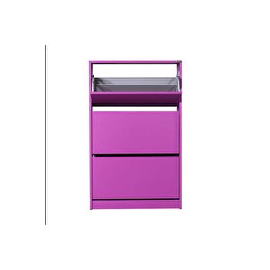 Flat Duo 3 Katlı Geniş Ayakkabılık-mor 73x119x26 Cm (gxyxd)