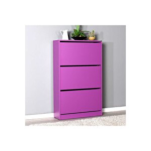 Flat Duo 3 Katlı Geniş Ayakkabılık-mor 73x119x26 Cm (gxyxd)