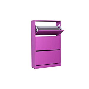 Flat Duo 3 Katlı Geniş Ayakkabılık-mor 73x119x26 Cm (gxyxd)