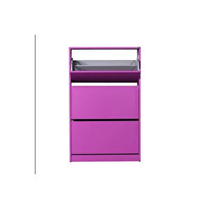 Flat Duo 3 Katlı Geniş Ayakkabılık-mor 73x119x26 Cm (gxyxd)