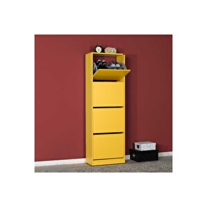 Flat Duo 4 Katlı Ayakkabılık Dolabı - Hardal
