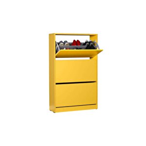 Flat Duo 3 Katlı Geniş Ayakkabılık Dolabı - Hardal
