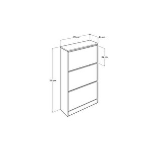 Flat Duo 3 Katlı Geniş Ayakkabılık Dolabı - Hardal