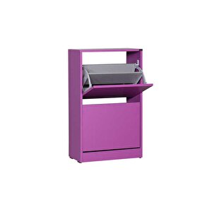 Flat Duo 2 Katlı Ayakkabılık Dolabı - Mor