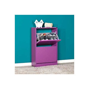Flat Duo 2 Katlı Ayakkabılık Dolabı - Mor