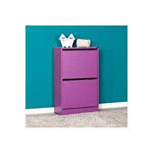 Flat Duo 2 Katlı Ayakkabılık Dolabı - Mor