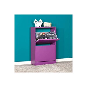 Flat Duo 2 Katlı Ayakkabılık Dolabı - Mor