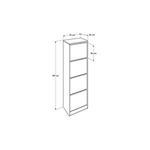 Flat Duo 4 Katlı Ayakkabılık-mor 51x157x26 Cm (gxyxd)