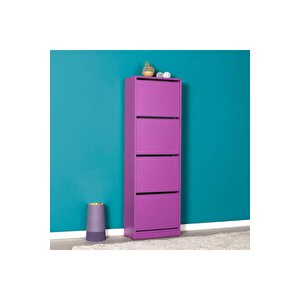 Flat Duo 4 Katlı Ayakkabılık-mor 51x157x26 Cm (gxyxd)