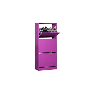 Flat Duo 3 Katlı Ayakkabılık-mor 51x119x26 Cm (gxyxd)