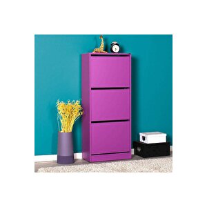Flat Duo 3 Katlı Ayakkabılık-mor 51x119x26 Cm (gxyxd)