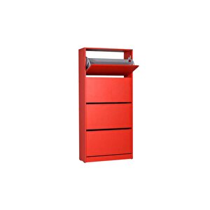 Flat Duo 4 Katlı Geniş Ayakkabılık Dolabı - Kırmızı