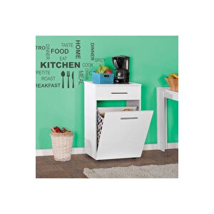 Adore Diamond Çamaşır Sepetli Ve Çekmeceli Çok Amaçlı Dolap Mdl-511-pb-1 Lake Beyaz