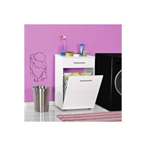 Adore Diamond Çamaşır Sepetli Ve Çekmeceli Çok Amaçlı Dolap Mdl-511-pb-1 Lake Beyaz