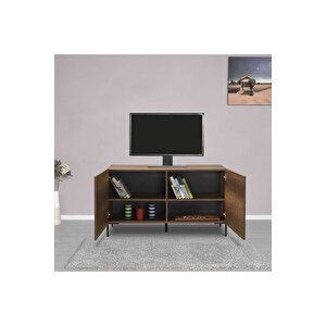 Roma 2 Kapaklı Modüler Tv Ünitesi - Koyu Ceviz (oslo Ceviz) 120x70x43 Cm (gxyxd)