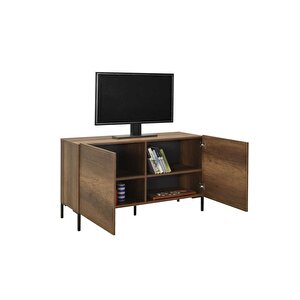 Roma 2 Kapaklı Modüler Tv Ünitesi - Koyu Ceviz (oslo Ceviz) 120x70x43 Cm (gxyxd)