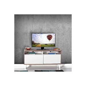 Retro Slide Tv Sehpası Latte-diamond Beyaz