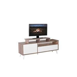 Retro Wide Kapaklı Çekmeceli Tv Sehpası Latte-diamond Beyaz