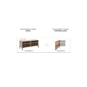 Roma Modüler Tv Ünitesi - Açık Ceviz (tori) 120x53x48 Cm (gxyxd)