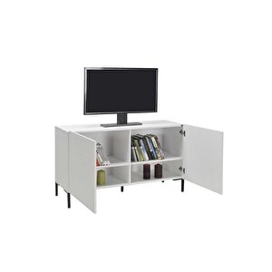 Roma 2 Kapaklı Modüler Tv Ünitesi - Mat Lake Beyaz 120x70x43 Cm (gxyxd)