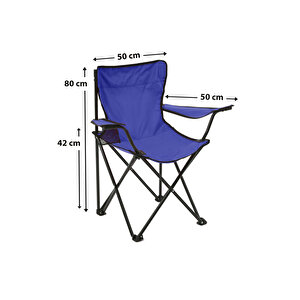 Lacivert - 4'lü Rejisör Kamp Sandalyesi Katlanır Çantalı Piknik, Plaj, Balıkçı Sandalyesi